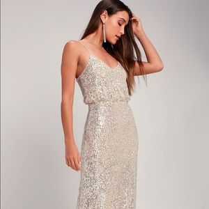 Broadway Silver Sequin Sleeveless Maxi Dress